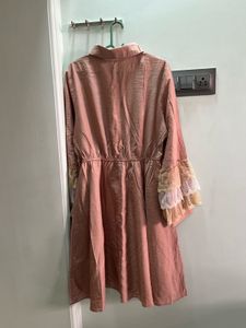 Pink Lace Sleeve Dress