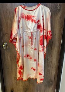 Red & White Tie-Dye Kaftan