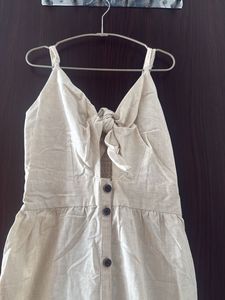 Boho Linen Button-Front Midi Dress