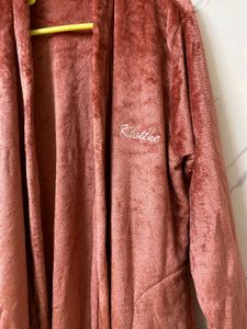 KLOTTHE Plus Size Woolen Bathrobe With Belt