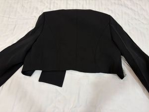 Black Bow Detail Cropped Blazer