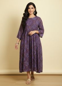 Purple Bandhani Print Kurta