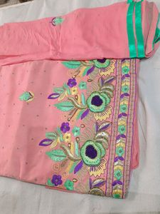 All Over Thread Work Suit With Pure Duptta