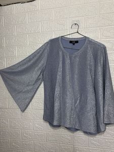 Sparkly Silver Bell Sleeve Top