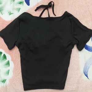 Black Cropped Halter Neck top