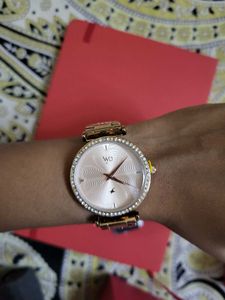 Rose Gold Watch with Crystal Bezel