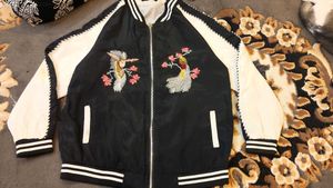 varsity sliver zip embroidery y2k jacket