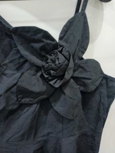 cotton Black Midi Slip Dress