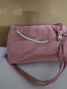 Pink Handbag with Pearl Detail