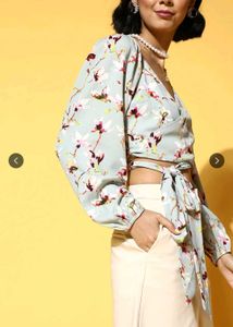 Floral waist tie Crop Top
