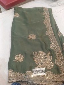 Embellished Green Saree