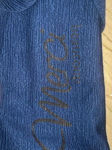 Blue Textured Cropped Sweatshirt