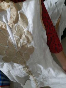 Elegant White Kurta with Gold Embroidery