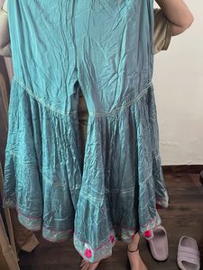 Beautiful Teal Kurta with Embellished Neckline