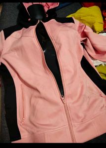 Women's Pink &amp; Black Hooded Jacket