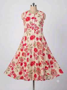 Cream Floral Print Kurta