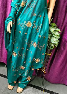 Elegant Teal Embroidered Dupatta &amp; Pant Set