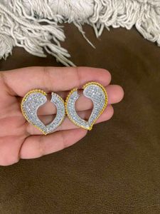 Sparkling CZ Studded Heart Earrings