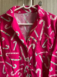 Candy Cane Print Pajama Top