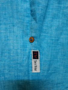Men's Blue Linen Shirt