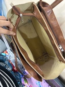 Stylish Brown Faux Croc Handbag