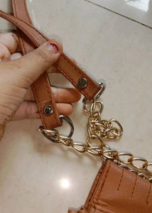Tan Quilted Crossbody Bag