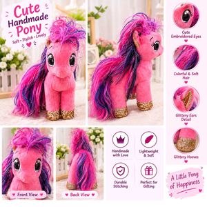 Cute Pink Plush Pony Toy