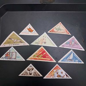 10 Vintage Triangular Stamp Collection