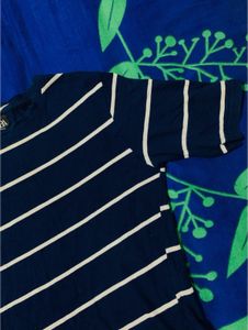 Navy Striped crop tshirt