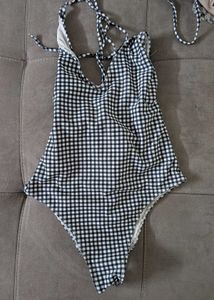 checked backless bodysuit