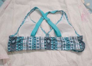 Stylish Blue &amp; White Tribal Print Bikini Top Combo