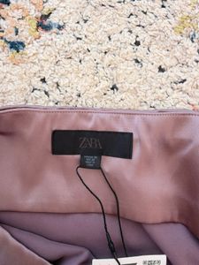 ZARA Satin Top with Lace Trim