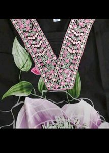 Black Floral Kurta Set with Dupatta