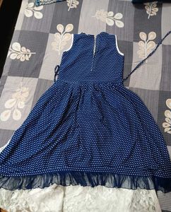 Adorable Blue Polka Dot Dress with Embellishments