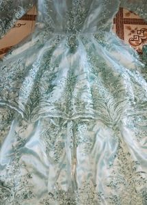 Elegant Aqua Embroidered Pakistani Dress