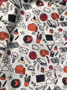 Red Backpack with School Print