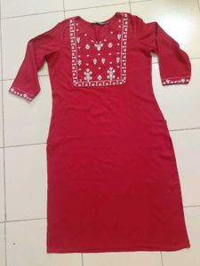 Vibrant Red Embroidered Kurta