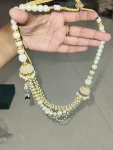 Pearl and Kundan Necklace Set with Jhumkas