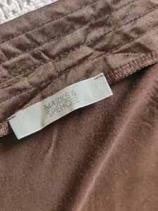 MARKS &amp; SPENCER Brown Long Sleeve Wrap Top