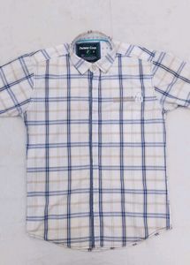 Thomas Cook Premium Men White Blue Checkered shirt