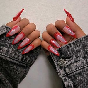Long Stelitoes Flow Art Press On Nails