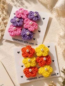 Handmade Crochet Flower Hair Clips Set