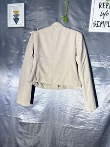 Women's Beige Cropped Jacket