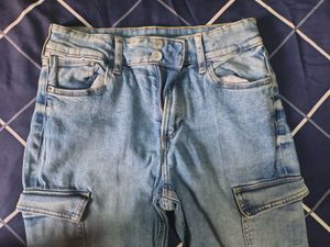 H&M Light Wash bootcut Cargo Jeans