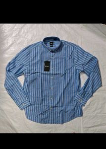 Blue Striped Button-Down Shirt