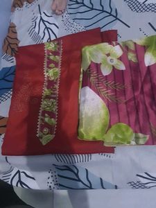 Maroon Silk Unstitched Suit | Printed Dupatta | El