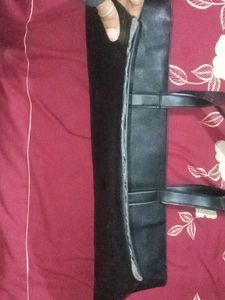 Classic Black Faux Leather Tote Bag