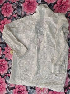 Sheer White Textured Button-Up Shirt