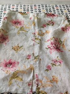 Cream Color Net Knee Length Skirt