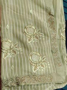 Green Embroidered Fabric